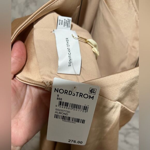 Significant Other Gracie Satin Halter Neck Gown in Almond - Picture 6 of 8